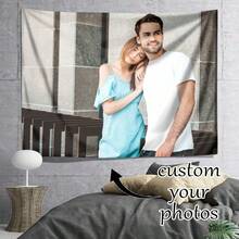 Customizable Personalized Tapestry,Can Add Photos And Text,Suitable For Birthday, Wedding, Halloween, Christmas, Party, Home Decor, Bedroom Decoration,Dorm Decor And Back To School,2D Flat Custom Tapestry,Local Printed Textile Wall Decor Garden Flag - 多色2 - 查看 4