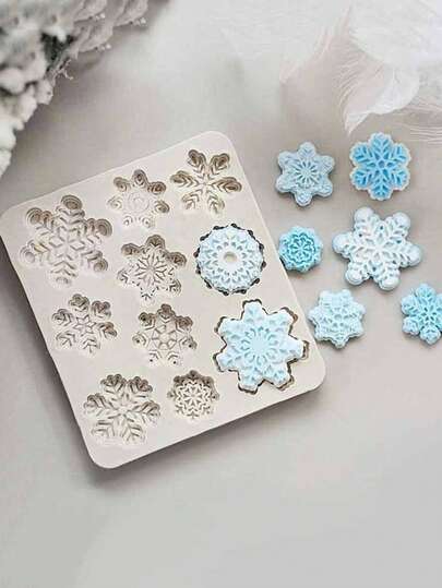 1 khuôn silicon hình bông tuyết 3D chủ đề Giáng sinh, mùa đông, dùng để trang trí bánh ngọt, bánh cupcake, sô cô la, món tráng miệng và các dự án thủ công bằng đất sét polymer.