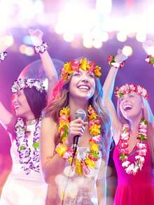1/2/4/6/8/10件/套夏威夷花环，夏威夷花项链，热带夏威夷主题派对礼品，芙蓉花，适合夏季泳池派对和夏威夷主题派对，可用于DIY装饰、节日服装和派对、复活节礼物、婚礼海滩生日装饰、夏威夷花环派对用品（颜色随机） - 多色 - 查看 5