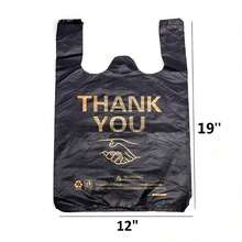 12x19 InchYoYoRain 50 Count Plastic Bags - Black T Shirt Bags With Handle For Retail Shopping And Supermarket Use - 12 X 19 In - View 4