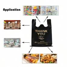 12x19 InchYoYoRain 50 Count Plastic Bags - Black T Shirt Bags With Handle For Retail Shopping And Supermarket Use - 12 X 19 In - View 5
