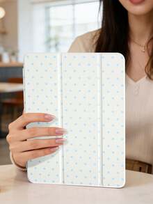 1件全透明壓克力外殼三折平板保護殼 淺藍波點彩繪設計 相容 iPad 10代/11代/10.2/10.5/Air4/Air5/10.9/Pro 11/Air 11-In.(M2)-2024/Pro 11-In.(M4)-2024/Air 11-Inch (M3) 2025/(A16) 11吋 11代 2025 Mini6/Mini7/Air1/Air2/9.7/Air 8(M4)2026(11-Inch) 機型 - 彩色 - 查看 3