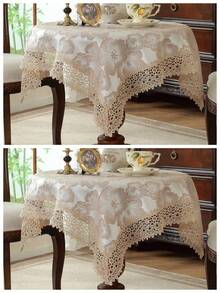 ABEST6522 Home&Living store 1 件 100% 涤纶提花面料拼接精致刺绣蕾丝桌布，简约优雅的方形/长方形桌布，适用于厨房、餐厅、家居装饰、节日、派对、婚礼等场合。 - 彩色 - 查看 20