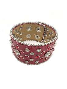 1pc Punk Rhinestone Studded Wide Leather Cuff Bracelet, Vintage Western Wasteland Style, Suitable For Parties, Music Festivals, Street Wear - Dots - View 9