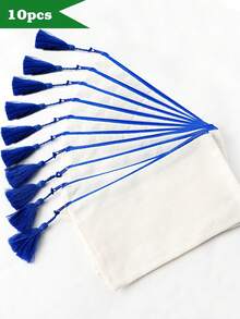 5/10/20个装帆布拉链流苏化妆包，旅行化妆包，洗漱用品收纳包，铅笔盒，适合度假、海滩、浴室、卧室使用，大容量 - 米色 - 查看 9