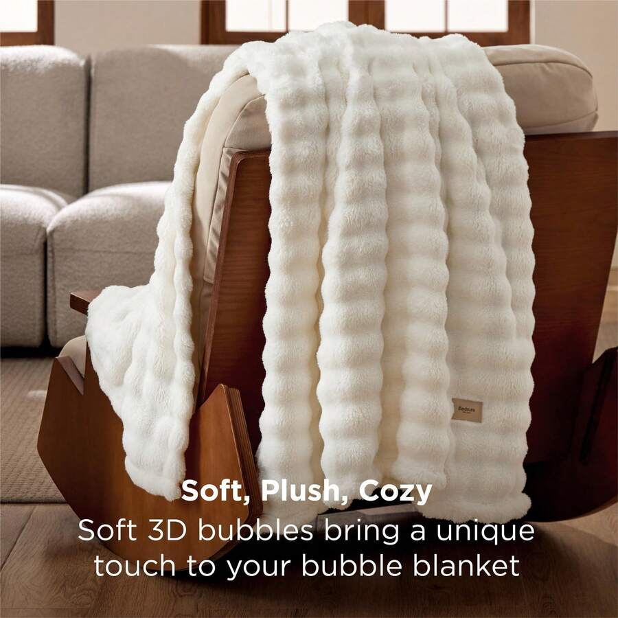 Bedsure Summer Vacation Bedding Set (Holiday Essentials), 3D Fleece Bubble Blanket For Couch, GentleSoft Blanket For Sofa Bed - Luxury Soft Cozy Blanket Gifts, High-Quality Polyester Twin XL Blanket, Soft Bedding Set Gift For Graduation/Vacation/Birthday Decoration/Back To School, For Room Decor, Home Decor, Bedroom Decor, Dorm Decor, Father's Day Gift - trắng - Xem 1