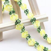 2 tamaños de cinta bordada de poliéster de colores mixtos, 2cm/0.78in de ancho, adorno decorativo de encaje para costura DIY - flores - Ver 3