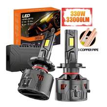 2 Bóng đèn LED siêu sáng H7 R33 300W 30000lm cho ô tô, mã 9005 H7 Canbus, tương thích với đèn pha LED H1 H4 H11 H13. - R33 - Xem 7