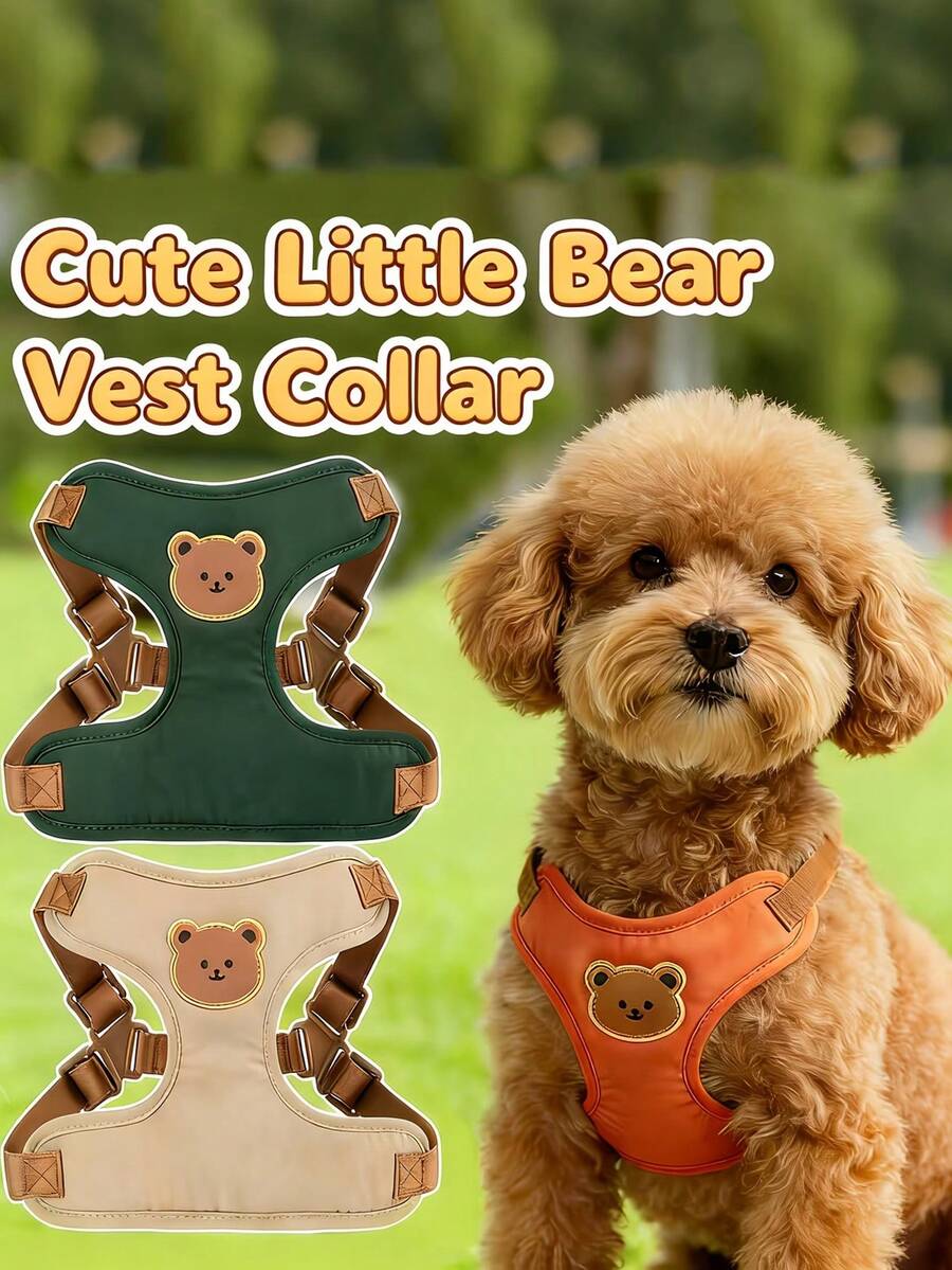 Bộ 2 món áo vest và vòng cổ hình gấu dễ thương cho chó - Phù hợp cho chó nhỏ, trung bình và lớn, bao gồm chó Poodle, Bichon Frise và Teddy. - Nhiều màu - Xem 1