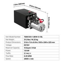 12 Quart Hydraulic Power Unit, Double Acting Dump Trailer Pump, 3200 PSI Max Relief Pressure & 0.91 GPM Flow Rate, DC 12V Hydraulic Pump With Metal Reservoir For Dump Trailer Car Lifting - 12 Quart - View 7