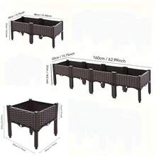 LEO IRIS Garden Planting Box With Drainage System And Drainage Holes, Traditional Black Woven Plastic Container, Suitable For Balconies, Outdoor Gardening, Vegetables, Flowers, Lawns, With A Sturdy And Lightweight Structure. - 兩個 - 查看 2