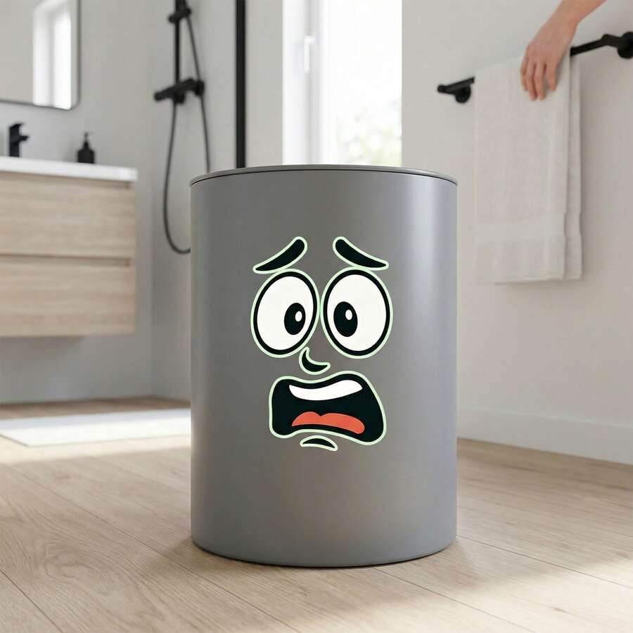 1pc Glow-In-The-Dark Trash Can Decorative Sticker, Fluorescent Sticker, Creative Decal For Funny Home Decor - Trash Can Stickers - View 1