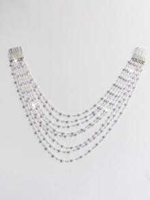 1 Stück elegante glänzende Perlen-Quaste Haarschmuck, modisches Schmuckzubehör für Frauen, geeignet für Braut, Hochzeit, Abendkleid - Silber - Übersicht 3
