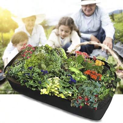 128 Gallon/58 Gallon/28 Gallon/5 Gallon Fabric Planting Box, Outdoor 8 Grids Planting Bag Planting Container Suitable For Planting Tomatoes, Potatoes, Plants, Flowers, Black