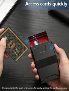 VINCESS RFID Blocking Card Holder, Unisex Slim Minimalist Smart Wallet, Metal ID Card Case, Card Sleeve, Casual Fashion, Gift, Holiday Present - Black - View 8