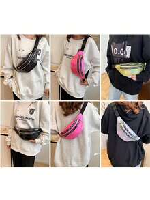 1/3/7pcs Fashionable & Casual Waist Bag, New Laser Fanny Pack, Women Crossbody Chest Bag, Reflective Outdoor Beach Bag, Unisex Unique Bag - Multicolor - View 9