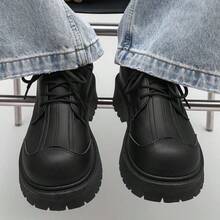 Giày Derby đế dày cho nam, giày tây đế dày kiểu retro thường ngày, giày đen dáng rộng phong cách Anh, giày mùa xuân. - màu đen - Xem 7