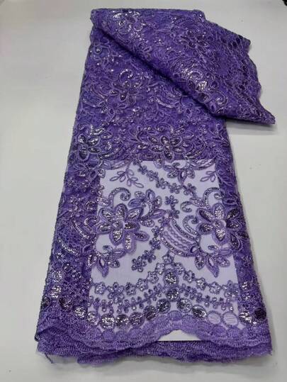 1 Yard/5 Yards hochwertige afrikanische Pailletten-Mesh-Spitze Stoff 2026, nigerianisches französisches Netzgarn geeignet für das Nähen von Luxus-Hochzeiten, Partys und Tänze, handgeschnitten in mehreren Farben