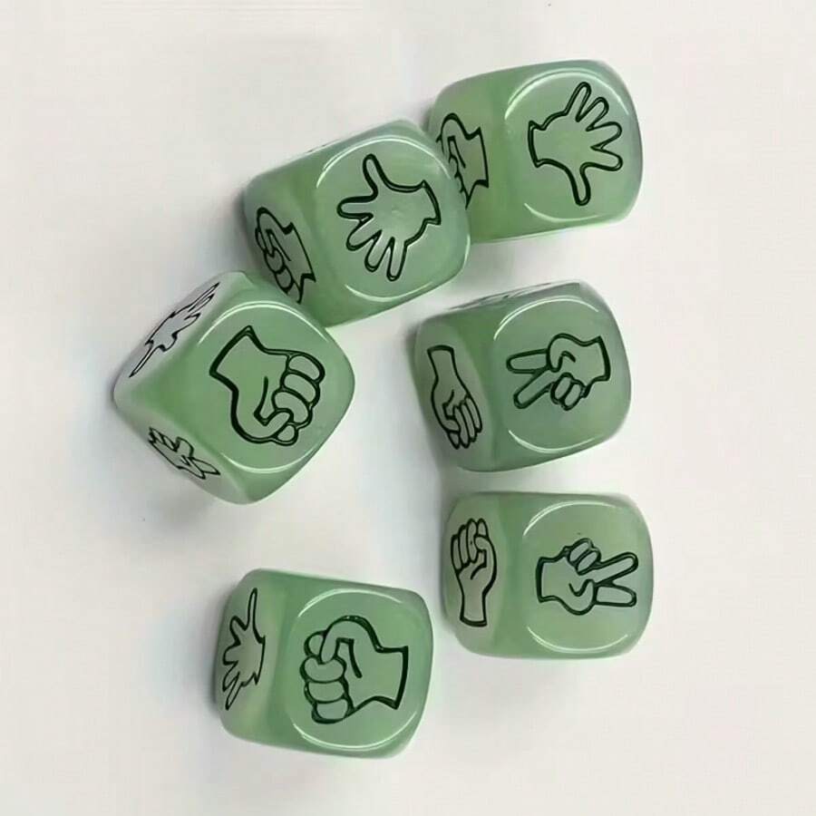 夜光石头剪刀布骰子游戏 - 适合家庭聚会和派对的趣味户外娱乐,创意骰子游戏 - 綠色 - 查看 1