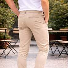 Men's Plus Size Tailored Twill Trousers With Cotton And Elastane, Assorted Colors - 卡其色 - 查看 4