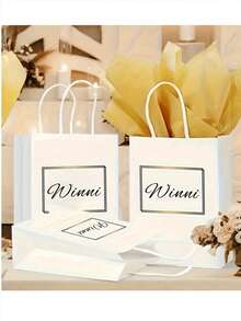 Custom White Kraft Paper Bags, Wedding Gift Bags, Customizable Logo/Patterns, Durable Kraft Paper, Reusable Open Handles, Suitable For Weddings, Corporate Events, Retail Stores, And Personalized Gifts. - Multicolor - View 4