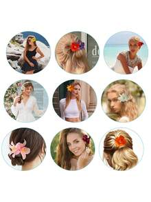 10 chiếc kẹp tóc hoa Hawaii, kẹp tóc hoa dâm bụt nhiệt đới nhân tạo dành cho nữ, thích hợp cho bãi biển, tiệc tùng, phong cách Boho, thời trang, thanh lịch, tối giản, màu trơn, thích hợp cho hàng ngày, thường ngày, tiệc tùng, đi làm, kỳ nghỉ, búi tóc, buộc tóc đuôi ngựa, rửa mặt, trang điểm, phụ kiện quần áo, du lịch, sinh nhật. - 10 chiếc, nhiều màu sắc - Xem 2