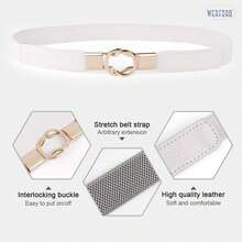 1pc Women's Adjustable Size Buckle Slouchy Belt, Elastic Stretchy Metal Buckle Skinny Waist Belt, Y2k, Riem, Suitable For Jeans, Casual Pants, Jackets, Skirts, Coats, Belts For Women, Metal Buckle Invisible Elastic Waist Belt, Bohemian PU Leather Multi-Style Belt, For Summer Daily Wear, Work, Casual, Formal Occasions - Multicolor - View 4