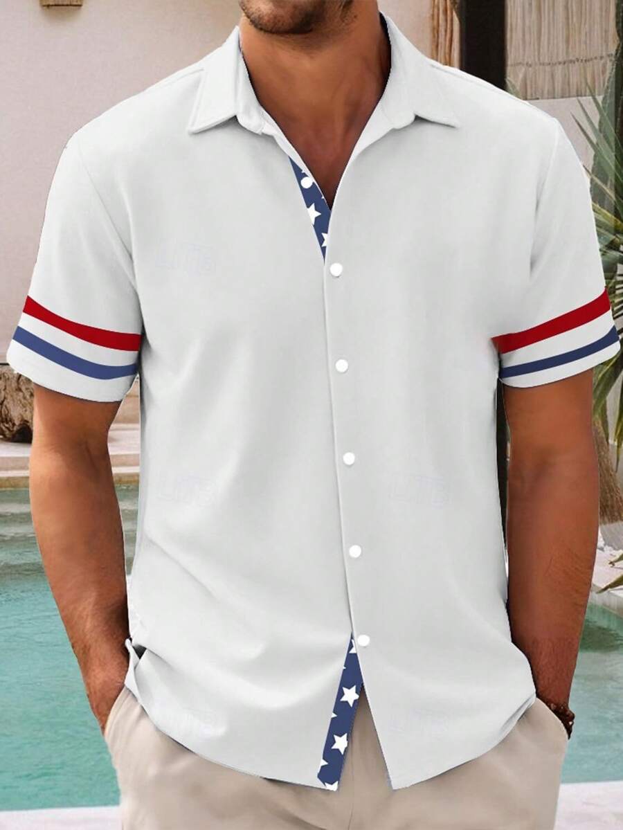 America's 250th Anniversary Independence Day Men's American US Flag Patriotic Fourth Of July Shirt Summer Shirt Button Up Shirt Short Sleeve Fashion Casual Holiday Summer Spring Turndown 3D Print - A508D-AL25281 - 查看 1