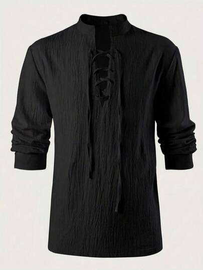 Camisa de pirata medieval para hombres - Disfraz de festival del Renacimiento, atuendo de juego de roles occidental, adecuado para eventos históricos, cosplay, fiestas temáticas - Lavable a máquina, diseño de cuello con volantes, estilo de manga único