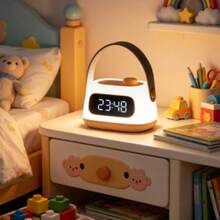 Cute Handheld Alarm Clock Night Light, USB Charging Portable LED Bedside Lamp With Digital Display, Soft Silicone Eye-Friendly Nightlight For Kids Room, Nursery, Bedroom, Perfect For Home Decor, Camping, Travel - Multicolor - View 4