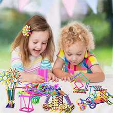 100/200/300 peças Conjunto de Blocos de Construção de Varinha Mágica - Brinquedo Educativo de Construção para Crianças, Promove Desenvolvimento Sensorial e Cognitivo, Inspira a Imaginação, Conjunto de Engenharia, Múltiplas Cores e Formas, Presente Ideal de Aniversário e Festa - Multicolorido - Visão 5
