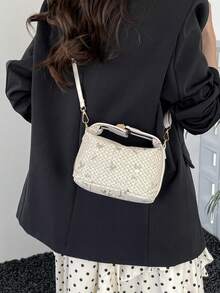 2026春季小众设计休闲单肩斜挎包，时尚独特的小方包，女士必备 - 白色 - 查看 10