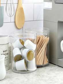 Organizador de maquillaje redondo apilable de plástico transparente con tapa, para accesorios de cabello y productos de belleza - transparente - Ver 4