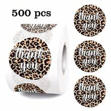 500pcs Vintage Leopard Print Thank You Stickers, 1 Inch Round, Suitable For Party, Birthday, Wedding Decoration, Gift Packaging, DIY, Ideal For Small Businesses, PVC Waterproof Sticker Scrapbook Supplies Scrapbooking - Retro Leopard Print Thank You - View 8