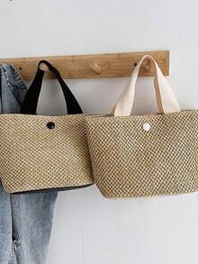 Women's Straw Handbag, Fashion Large Capacity Shoulder Bag, Woven Tote Bag - Multicolor - View 1