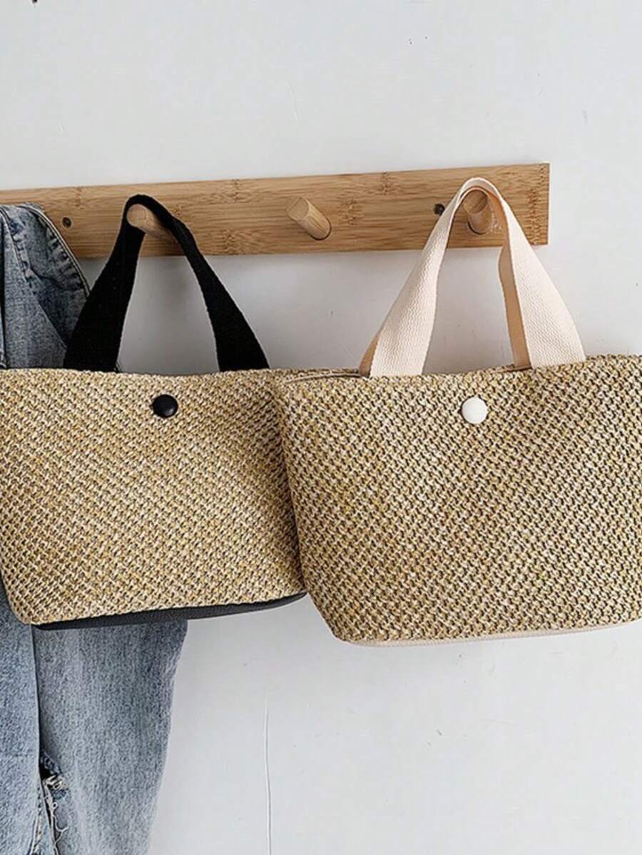 Women's Straw Handbag, Fashion Large Capacity Shoulder Bag, Woven Tote Bag - Multicolor - View 1