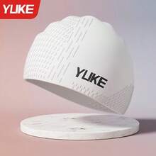 Yuke 男女通用防水泳帽 - 高弹力，保护耳朵，长发适用 - 大号弹力硅胶潜水帽，硅胶泳帽，高弹力，加厚设计，适合长发和短发，保持头发干爽，易于摘取，适合户外水上运动，耐用游泳配件 - 彩色 - 查看 13