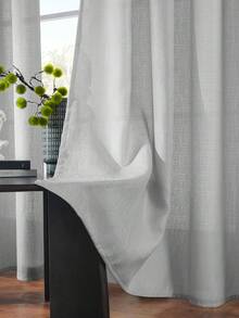 1 buah/2 buah Tirai Tipis Tampilan Linen, Tirai Jendela Semi Transparan Bertekstur Linen Imitasi untuk Ruang Tamu dan Kamar Tidur, Tirai Tipis Linen Imitasi Penyaring Cahaya, Tirai Campuran Linen Bertekstur untuk Dekorasi Rumah - Grey - View 9