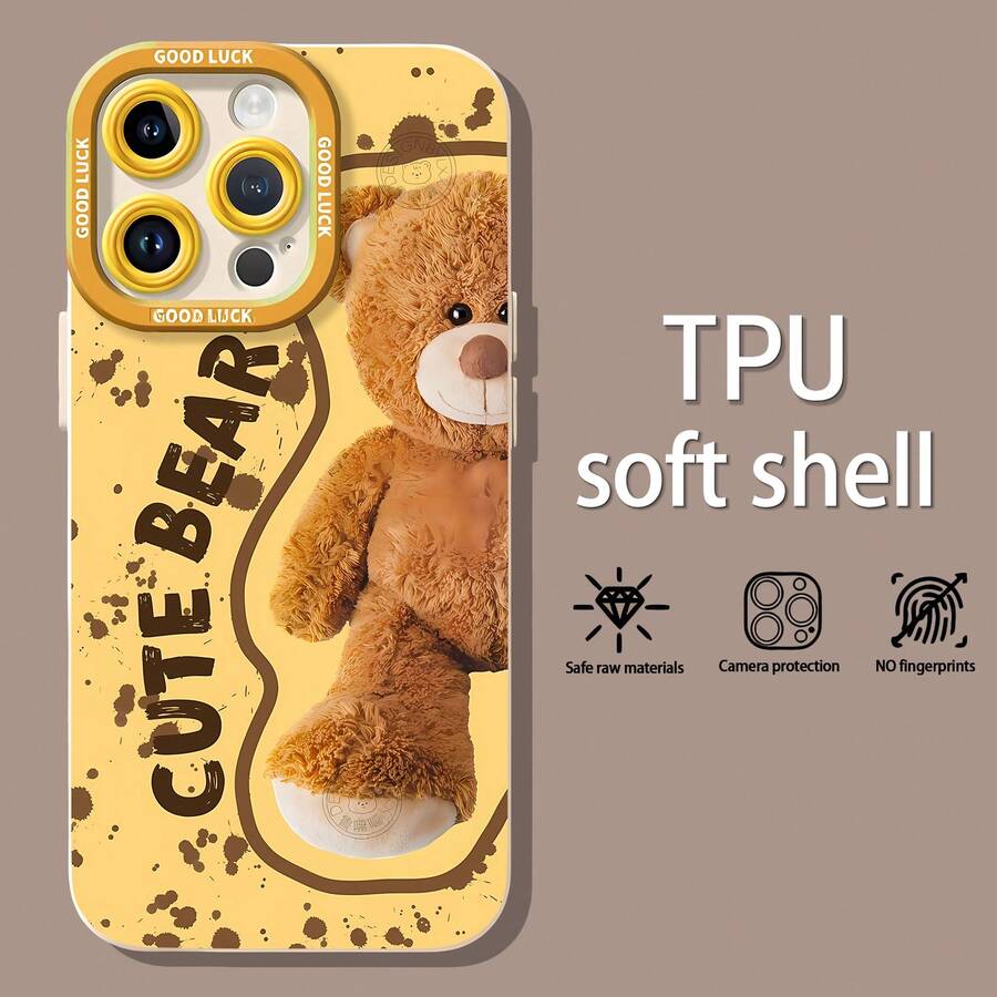 Tema de osito de peluche marrón con salpicaduras amarillas.funda de teléfono Fundas compatibles con ,Apple,VIVO,OPPO,,, y Honor.Fabricadas en silicona TPU,ofrecen protección contra golpes y caídas. - Blanco - Ver 1