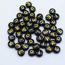 100/200/500pcs Black & Gold Acrylic Letter Beads 7mm, DIY Jewelry Making Supplies - Crafts For Small Businesses, Alphabet Beads, Random Letters - Black - View 7