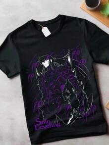 Solo Leveling Anime Sung Jinwoo Shadows King Rise  T-Shirt - Black - View 1