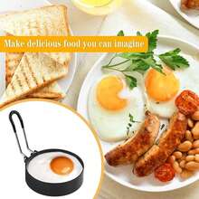 4pcs Omelette Maker Mold, Nonstick Folding Handle Omelette Pan, Thickened Kitchen Tool For Easy Egg Cooking - Black - View 8