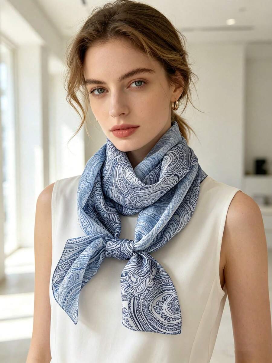 1 chiếc khăn choàng dài thời trang đa năng chất liệu chiffon, khăn choàng nhẹ in họa tiết Paisley dành cho nữ, khăn lụa thanh lịch cho mùa hè đi biển, khăn quấn mỏng. - Nhiều màu - Xem 1