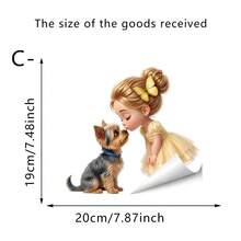 1pc Cartoon Car Sticker, Sweet Blonde Girl Kissing Puppy, Suitable For SUV, Truck Door, Laptop, High-Quality Vinyl Material, Removable, Waterproof And Sunproof, Birthday Gift, Road Trip Decor, Applicable For Windows, Bumpers, Trunk, Attractive Vehicle Decal, Animal Lover Gift, Female New Driver Accessory - A - View 12