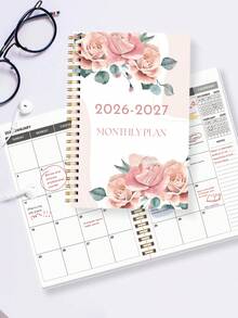2026–2027 A5 花卉月計畫本，24個月快速週計畫與日計畫筆記本，提升工作效率、時間管理與行程安排，便利的生產力日誌，適用學校與辦公用品 - 粉紅色 - 查看 4