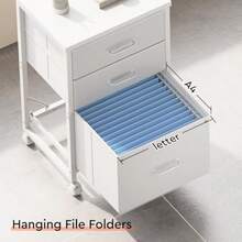Maihail - Archivador móvil de 3 cajones con ruedas de tela vertical se adapta a tamaño A4 o carta para oficina en casa color - Blanco - Ver 8