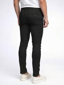 Men's Tailored Skinny Bengaline Premium Trousers - Black - View 2