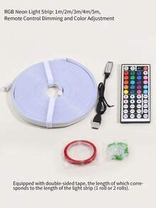 1pc Flexible RGB LED Neon Light Strip With Remote Control - Adjustable Color Neon Light, Suitable For Bedroom, Sofa, Gaming Area And Home Theater Decoration, Perfect For Holiday Decoration - 多色光 - 查看 13