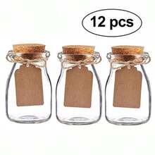Awtlife 12pcs Vintage Glass Favor Jars With Cork Lids for wedding favor 3.4 oz each jars - Transparente - Ver 7