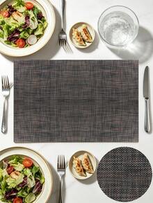 1/4/6/120pcs Luxury Rectangular PVC Woven Placemats, And Odorless, Waterproof, Oil-Proof, Washable, Easy To Clean, Good Heat Insulation, Effectively Protects Dining Table And Kitchen Countertop, Reversible, Flexible And Non-Deforming, Wear-Resistant And Durable, Long-Lasting, Lightweight And Easy To Store; High-Quality Texture, Both Practical Tableware Mat, Bowl/Plate/Cup Coaster, And Beautiful Tabletop Decoration Mat - Multicolor - View 24